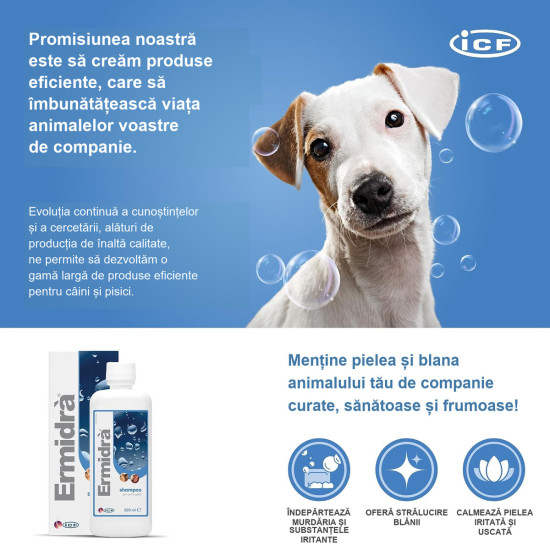 Șampon Dermatologic pentru Câini și Pisici Ermidra, 250 ml – ICF